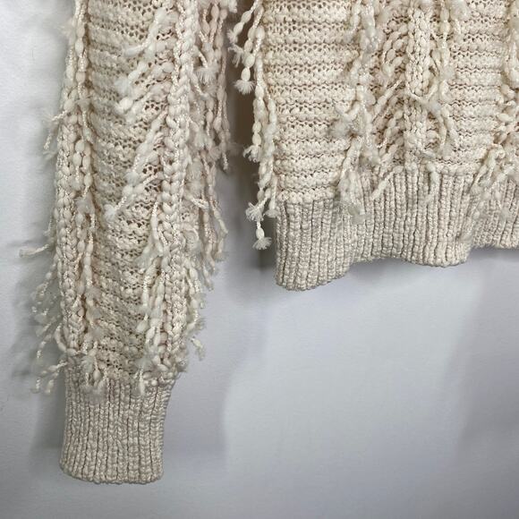 BKE Gimmicks Cream Textured Knit Crewneck Sweater Women's Size X-Small XS - Picture 3 of 7